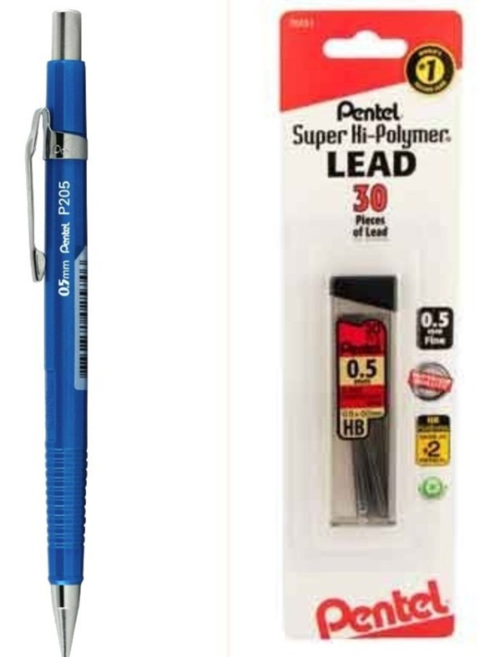 Pentel Sharp Drafting Pencil 0.5mm Metallic Blue Barrel w/30 pcs HB-lead Carded